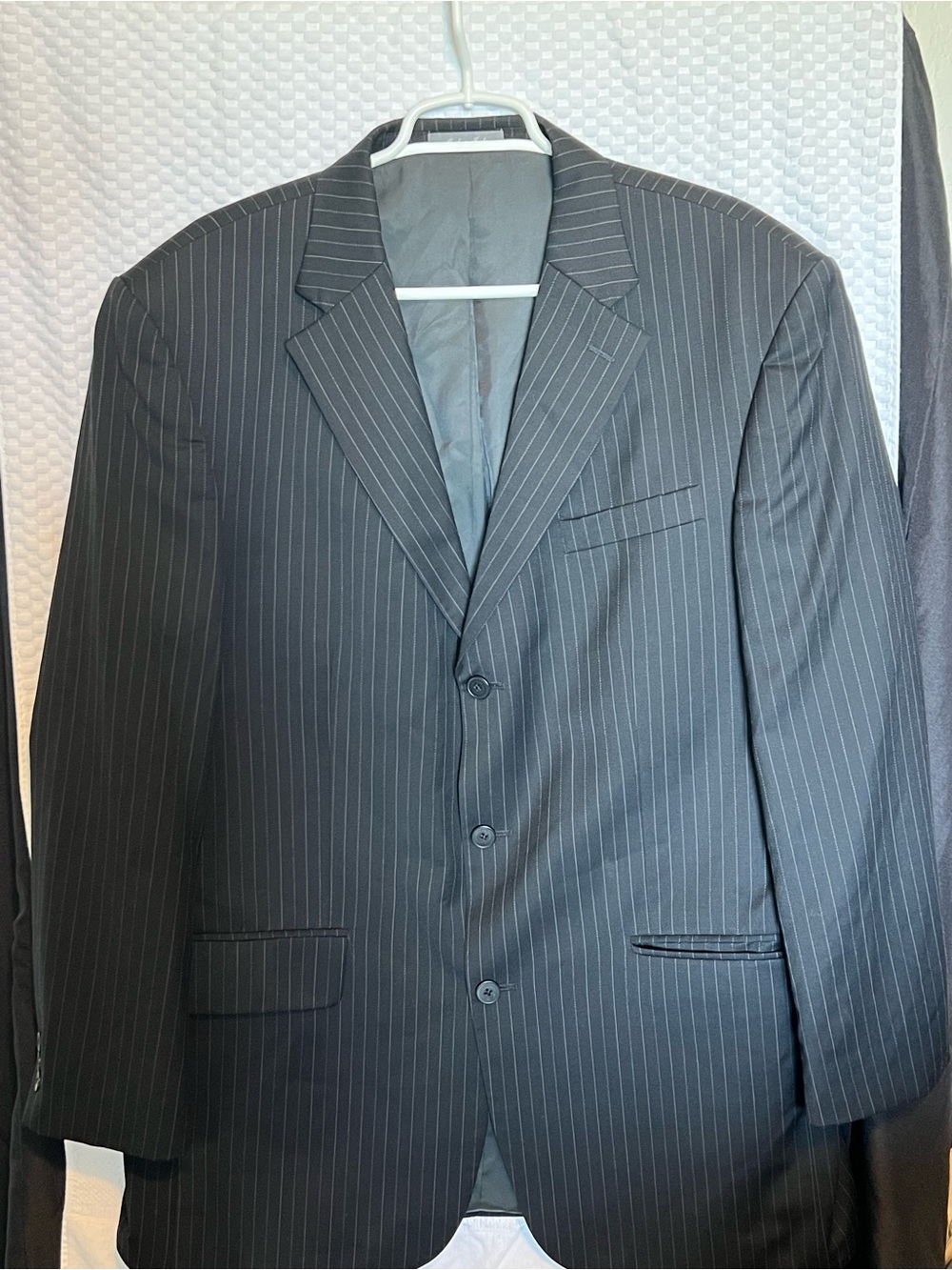 Oscar de la Renta Men's Black Pinstripe Suit Jacket